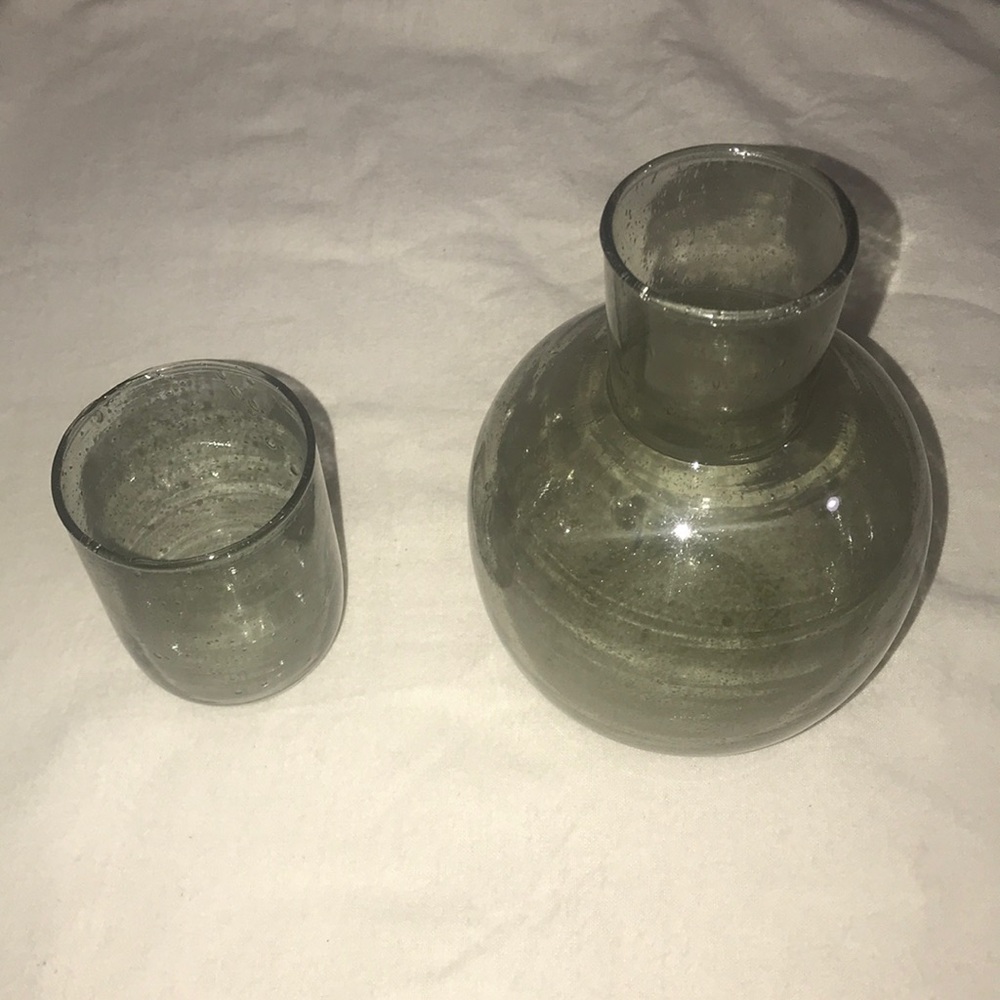 Sir|Madam Carafe with Seeded Glass - Deep Sage